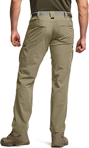 CQR Men's Quick Dry Tactical Pants, Water Resistant Outdoor Pants, Lightweight Stretch Cargo Work Hiking Pants, Rocky Cargo Tan, 34W x 30L