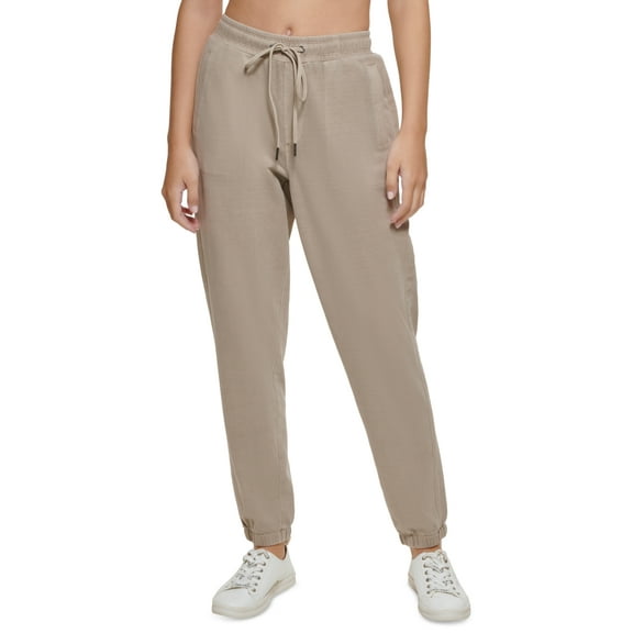 Calvin Klein Women's Garment Dye Smocked Waist Joggers Brown Size X-Large