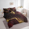 thumbnail image 3 of Homewish Fulid Striped Artistic 7-Piece Twin Bedding Sets,Marble Texture Pattern Bedding Comforter Set,Red Gold Black Sheet Sets For Men Women,Breathable Home Decor Reversible, 3 of 8
