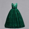 thumbnail image 7 of Girls Dress Floral Embroidered Lace Sleeveless Tulle Wedding Bridesmaid Birthday Formal Party Long Tutu Dresses Kids Princess Evening Prom Ball Gown Green 7-8Years, 7 of 7
