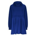 thumbnail image 3 of Baggy Long Sleeve Hoodie Sweatshirt Mini Dress Pleated Plain Cute Pullover Hooded Fall Sports Babydoll Short Dress (Small, Blue 01), 3 of 5