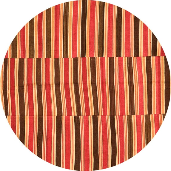 Ahgly Company Indoor Round Oriental Orange Traditional Area Rugs, 5' Round