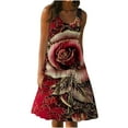 thumbnail image 1 of CEHVOM Robe de Plage Sans Manches à Col Rond Imprimé Mode Été pour Femmes, 1 of 7