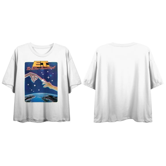 E.T. Space Touch Women's White BF Crop Tee-Medium