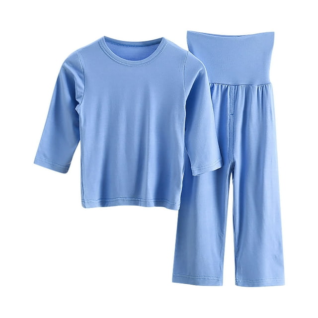 tarylea Girls Clothes 2 Piece Set Homewear 3/4 Sleeve Tops High Rise Stretch Wide Leg Suits Solid Color Loose Comfy Casual Outfits