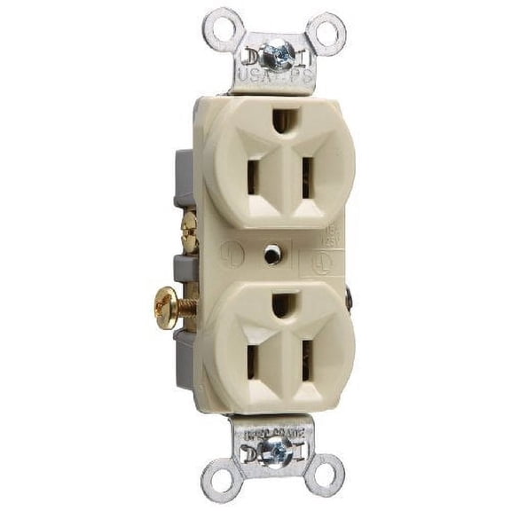 Pass & Seymour Ivory COMMERCIAL Receptacle Outlet Duplex 15A 125V CR15-I Boxed