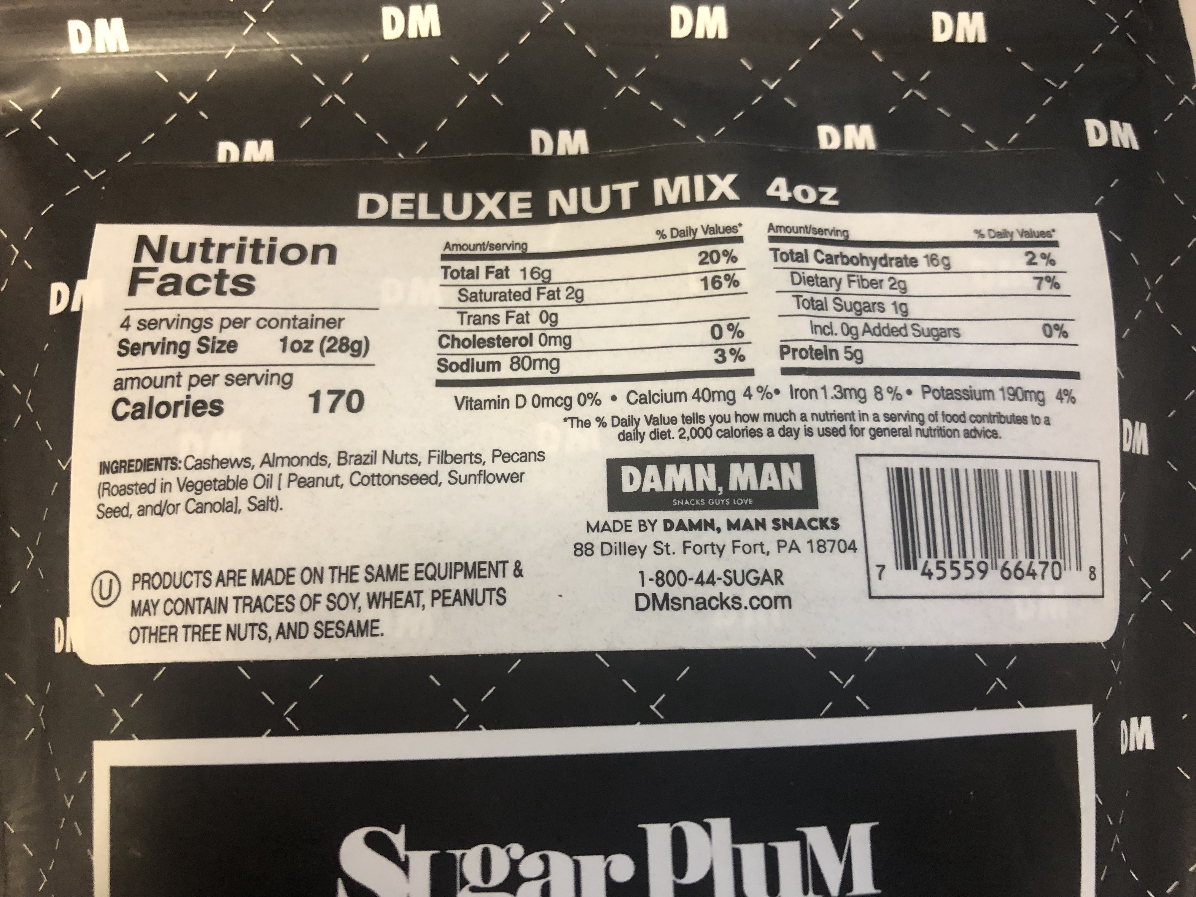 Damn, Man Deluxe Nut Mix Snack pack - 4 Bags of Gourmet Father's Day Gift for Dad