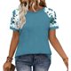 thumbnail image 5 of Tops de manga corta de mujer casual con impresión fuera del hombro, blusa de moda de manga Raglan para primavera verano, 5 of 8