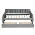 thumbnail image 4 of Twin Size Upholstered Daybed with 2 Drawers, Velvet Tufted Sofa bed with Padded Backrest & Arms, Wooden bed Frame with Slats Support for Bedroom,Living Room, Gray, 4 of 7