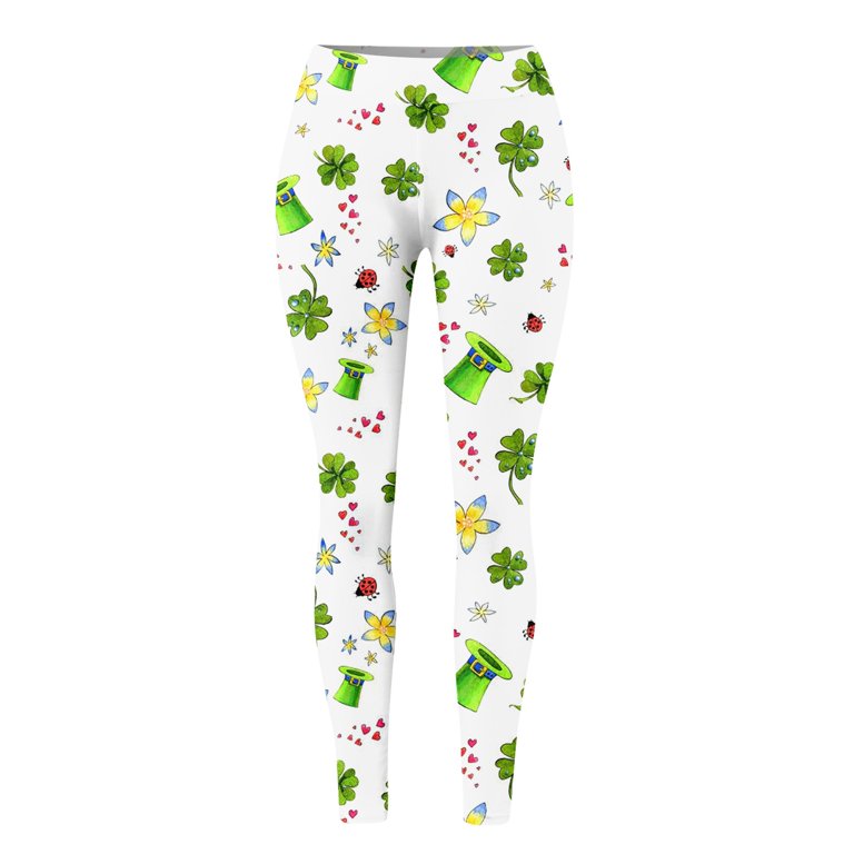 Womens Casual Comfort Four Leaf Clover Leggings Workout Trousers Pants  Stretchy Soft Yoga Pants