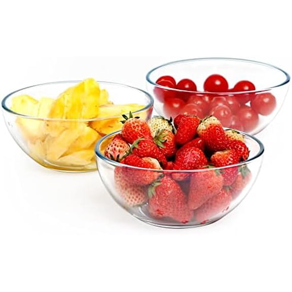 6 Inch Small Glass Bowls Set of 3, 16oz Glass Cereal Bowl Set, Clear Tempered Glass Dessert Bowls for Kitchen Microwave and Oven Safe (6 inch, Set of 3)
