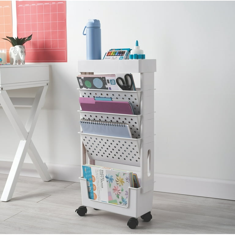 人気絶頂 Pen+Gear 5-Tier Movable Organization & Storage Cart, White スチールラック・メタルラック