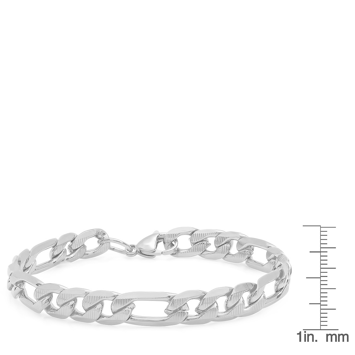 Steeltime Men's Stainless Steel Figaro Link Chain Bracelet