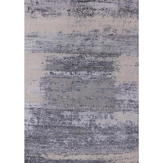 Ahgly Company Machine Washable Indoor Rectangle Industrial Modern Mist Blue Area Rugs, 2' x 3'