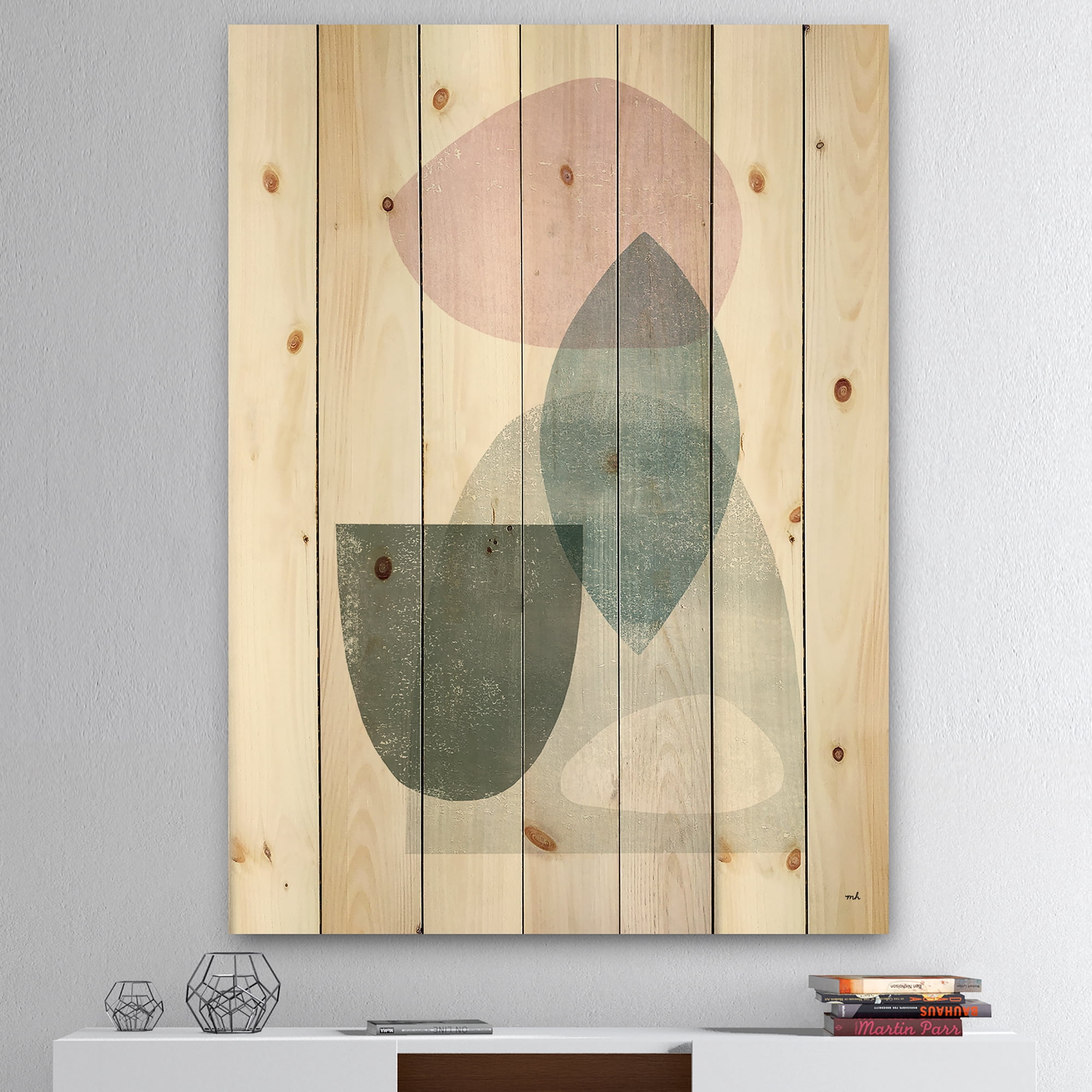 Designart 'Distressed Dream I' Modern & Transitional Print on Natural Pine Wood
