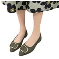 thumbnail image 5 of Gpaecead Women's Metal Buckle Low Heel Flats Pointed Toe Faux Suede Slip On Soft Sole Comfort Casual Work Shoes For Spring Summer Olive Green, 5 of 5