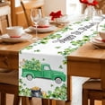 thumbnail image 5 of St. Patrick's Day Table Runner - 70 Inch Long Spring Lucky Shamrocks Green Truck Country Cotton and Linen Blended Dress Scarves Farmhouse Table Runner for Kitchen Dining, Coffee Table, 13" x 70", 5 of 8