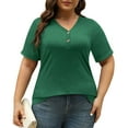 thumbnail image 6 of FAHXNVB Womens Summer Tops Plus Size Button Down V Neck T Shirts Short Sleeve Business Casual Loose Solid Color Tunics Blouses, 6 of 6