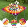 thumbnail image 4 of Colorful Tie Dye Spiral Mandala Square Fitted Tablecloth with Elastic Edge,Square Table Cover,Washable Elastic Table Cover for Home Kitchen Party Decor 34"x34", 4 of 6