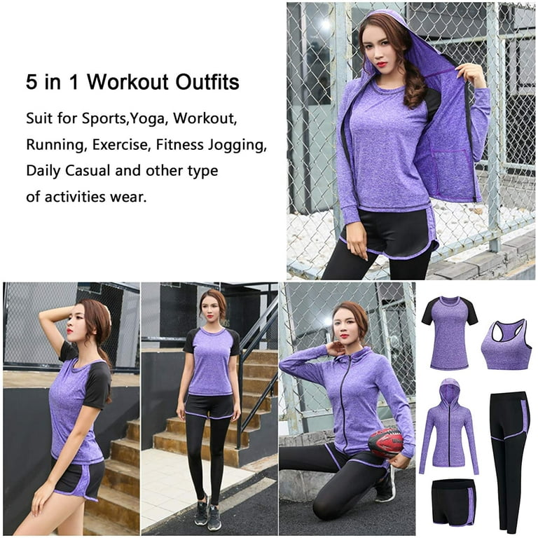 XPINYT Workout Outfit Set for Women Tracksuit Sport Yoga Fitness
