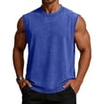 thumbnail image 5 of Zimjoy Men's Vintage Washed Cotton Sleeveless Tank Top Summer Crew Neck Muscle Shirt for Gym Workout Casual Streetwear Royal Blue 2XL, 5 of 6