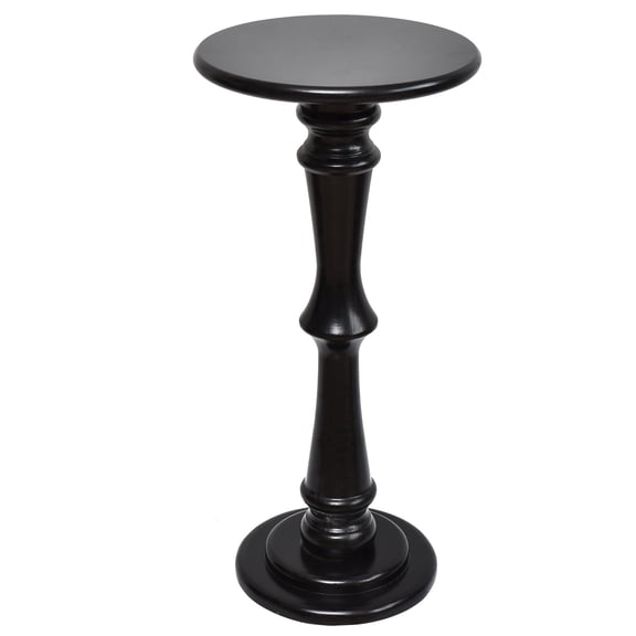 FUIN Art Deco Pedestal and Tall Solid Wood Round End Table, Black