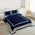 thumbnail image 3 of jejeloiu Geometric Suqare Queen Comforter Set,Modern Minimalist Theme Bedding Sets,White Deepblue Bedding Comforter Set For Girls Boys,Luxury Bedroom Decor Reversible,3 Pieces, 3 of 8