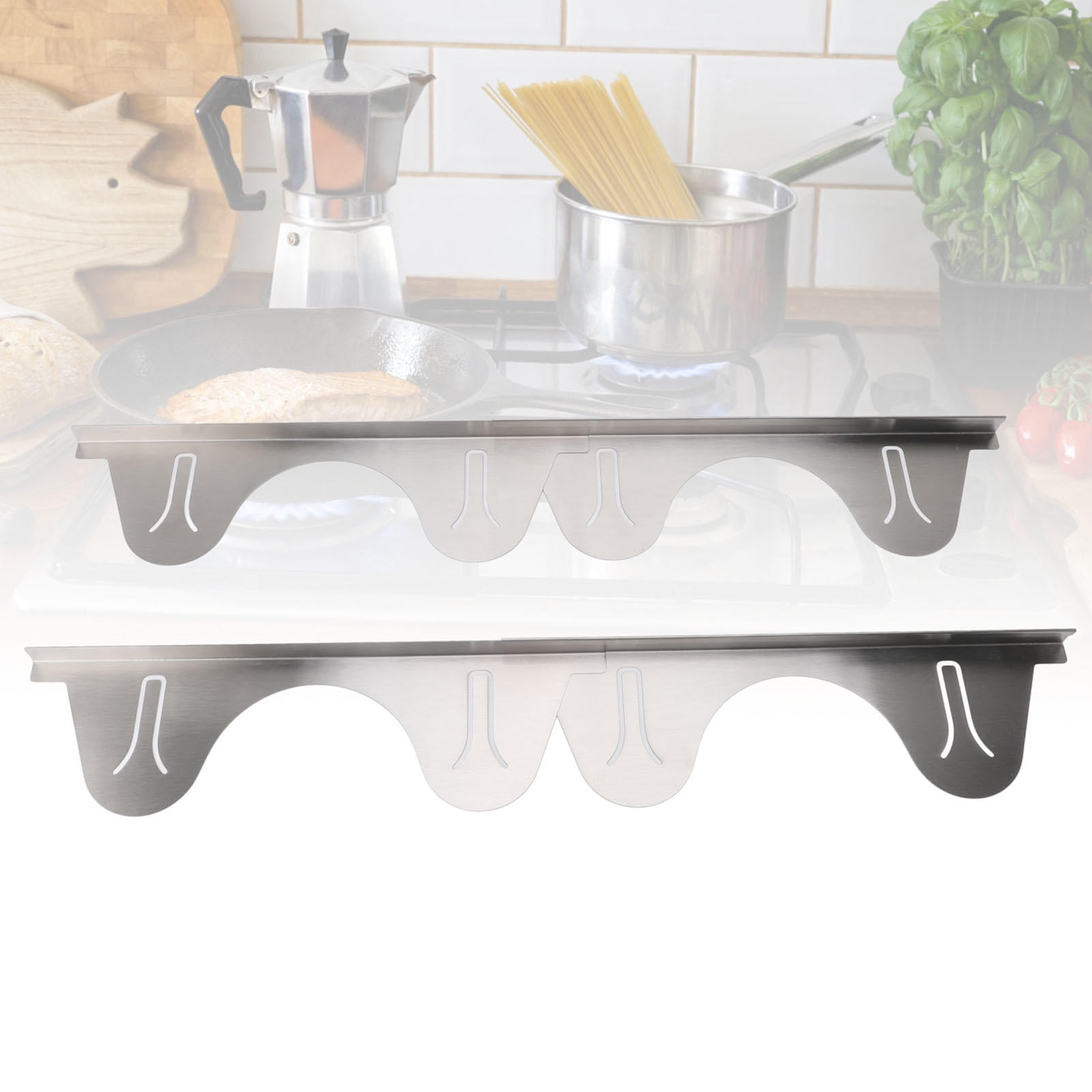 BIMZUC 2‑Pack Stainless Steel Retractable Stove Gap Covers, 35‑70 cm Adjustable, Silver, Kitchen Counter Guard