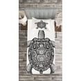 thumbnail image 3 of Ambesonne Turtle Quilted Bedspread Set 2 Pcs, Tribal Art on Tortoise, Twin Size, Black and White, 3 of 3