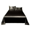 thumbnail image 2 of AUQ Bed Sheets Pure Color Style Bed Covers Queen Ice Silk Coolness Twin Size Mattress Protector,Noble Black, 2 of 4