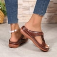 thumbnail image 4 of Orthopedic Sandals for Women Hollow out Embroidery Strap Slides Comfortable Arch Support Slippers Thick Soft Sole Slip on Beach Shoes Brown Size 6, 4 of 7