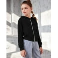 thumbnail image 3 of Arshiner Teen Girls Zip Up Hoodie Fashion Cute Sweatshirts for Kids Vintage Style Black Hoodie Black Sweatshirt Hoodie For Girls 10-12 Black 150, 3 of 5