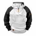 thumbnail image 2 of Stamzod Mens Hoodies Pullover Quarter Zip Long Sleeve Hoodie Sweatshirt Solid Color Vintage Workout Sweatshirts for Men White F L, 2 of 4