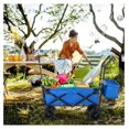 thumbnail image 6 of Extra Large Collapsible Wagon w/Removable Canopy, 250lbs Foldable Garden Cart w/Rear Storage, Heavy Duty Outdoor Push&Pull Utility Camping Beach Stroller w/Big Wheel&Adjustable Handles, Blue, 6 of 7