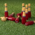 thumbnail image 3 of Lawn Bowling Game/Skittle Ball- Indoor and Outdoor Fun for Toddlers, Kids, Adults –10 Wooden Pins, 2 Balls, and Mesh Bag Set by Hey! Play! (8 Inch), 3 of 7