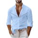 thumbnail image 2 of pstuiky camisas de manga larga para hombre, Camisa informal de manga larga con cuello alto y botones lisos para hombre camisetas de hombre m, 2 of 3