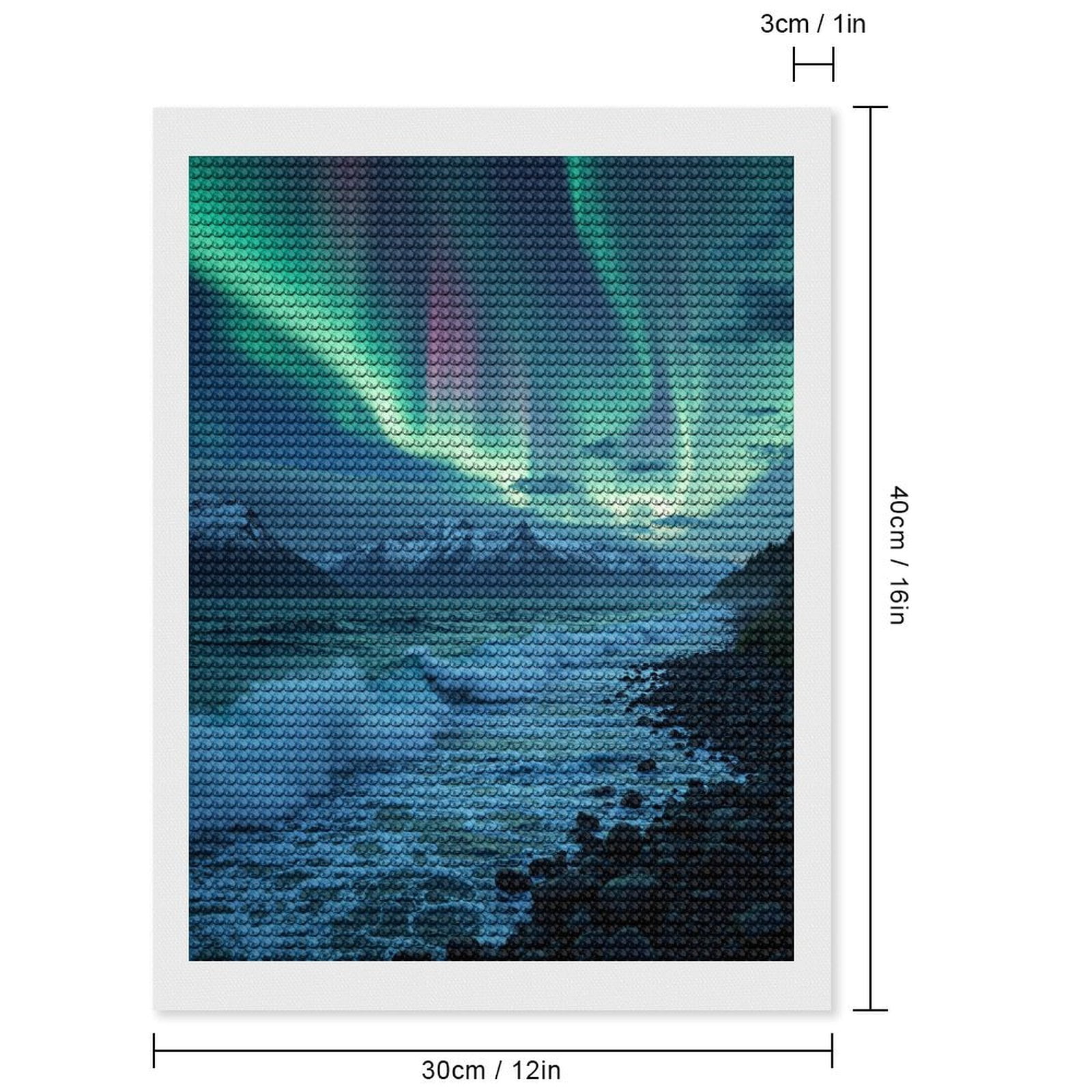 Diamond Art Kits for Adults, Aurora Borealis Over Ocean Waves 5D Diamond Painting Kits for Adults Beginners, DIY Full Drill Diamond Painting, Gem Art and Crafts 12x16