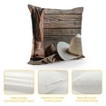 thumbnail image 4 of Orinice  Western Throw Pillow Cushion Cover, American Rodeo Items Lasso Hat Boots Horseshoe Rustic Wooden House, Decorative Square Accent Pillow Case, 18x18in, 4 of 5