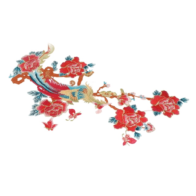 Aplique de tela, parche de flores, parche de flores de fénix, parche de flores bordado, diseño revolucionario