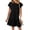 Black, variant on Women's Round Neck Short Sleeve Mini Dress with Ruffled Stretch Flattering Shape 65% polyester 30% viscose 5% elastane