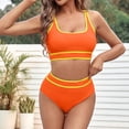 thumbnail image 4 of Jacenvly 2024 Bikini Swimsuits for Women Soft Satiny Swimsuits for Women 2 Piece Hawaiian Swim Cami Bra and Ruffles Bathing Sets Beachwear Multicolor Beach Dresses Casual Summer Orange, 4 of 8