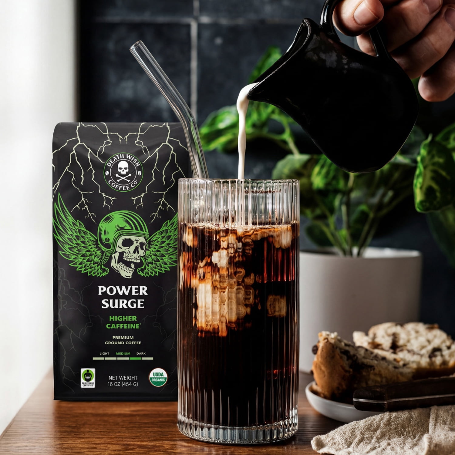 Death Wish Coffee, Organic and Fair Trade, Power Surge, High Caffeine, Ground Coffee, 10 oz Bag