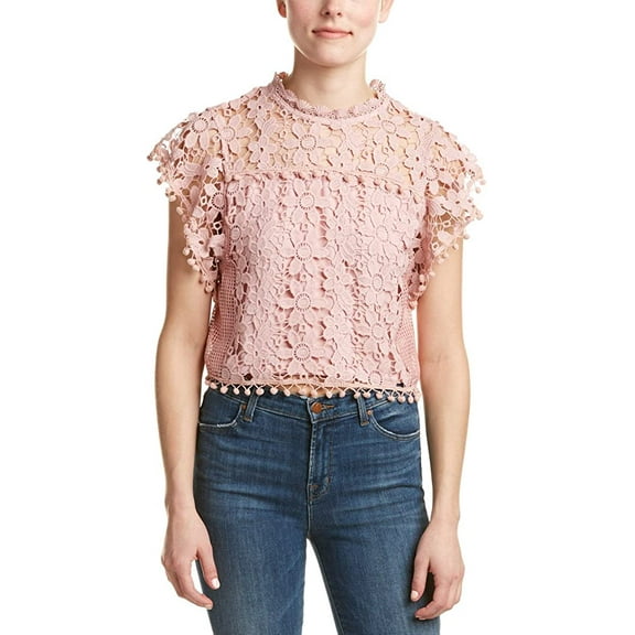 Romeo and Juliet Couture DUSTY PINK Women's Butterfly Sleeve Lace Top, US Medium