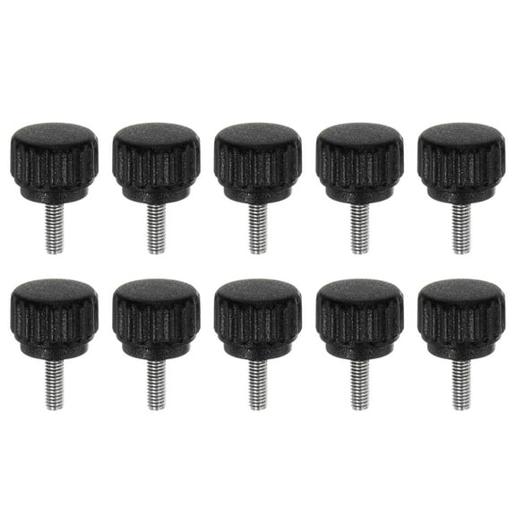 Uxcell 10 Pieces Knurled Clamping Knobs M3 x 8mm Metric Thread 304 Stainless Steel 13mm Matte Head Thumb Screws Black