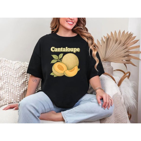 Vintage Fruit Cantaloupe Golden Melon Magic Botanical Graphic Art Unisex T-Shirt, for men & women, up to size 5XL.