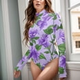 thumbnail image 2 of joogoo Campanula Flowers Women's Mock Turtle Neck Long Sleeve Bodysuit M, 2 of 8