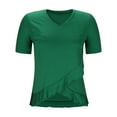 thumbnail image 5 of Womens Summer Tops Casual Solid V-Neck Hooded Short Sleeve Workout Tops Green Tee Shirts S-2XL, 5 of 9