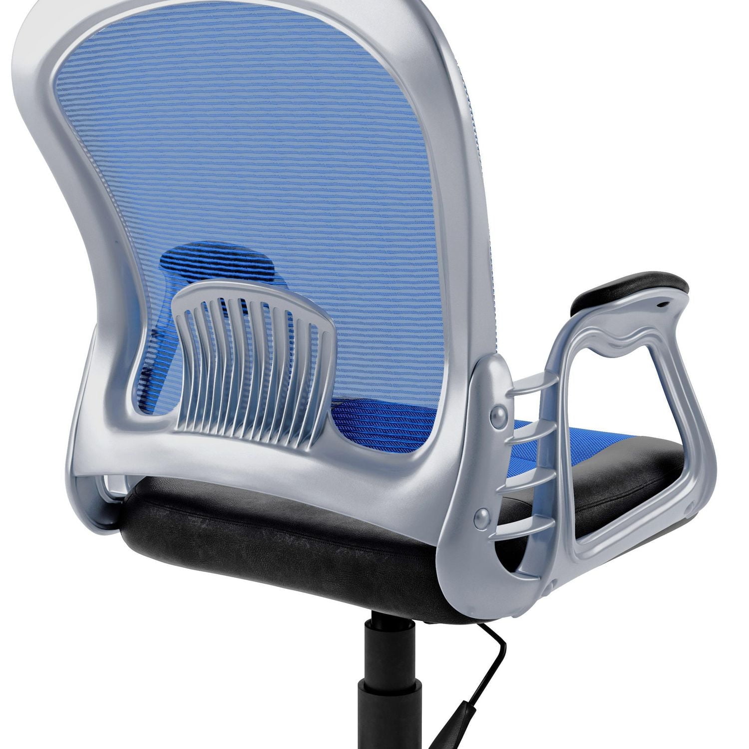 CorLiving Quinn Faux Leather and Mesh 19"-23" Seat Height Adult Office Chair with Lumbar Support, Blue/Black