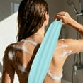 thumbnail image 2 of Extended Length Nylon Exfoliating Back Scrubber Washcloth, Stretchable Scrub Towel with Pull Strap, Deep Cleansing Shower Bath Tool, 2 of 4