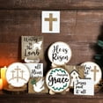thumbnail image 6 of Easter Tiered Tray Decor Set He is Risen Cross Easter Wood Sign Easter Table Decor Easter Dove Cross Tiered Tray Easter Wooden Signs for Easter Party Decorations 10 Pcs, 6 of 9